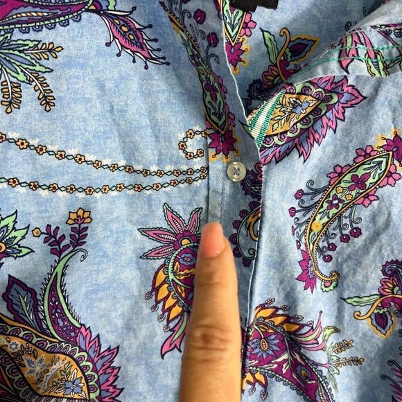 Talbots Womens Button Down Shirt Size L Paisley Print - Picture 10 of 15